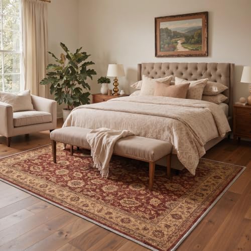 Bavni 8X10 Living Room Area Rug, Boho OrientalFloral Washable Non Slip