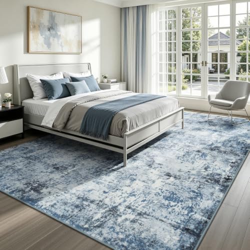 Rugflix 5x7 Area Rugs for Living Room, Washable Light Blue Grey Large Rug