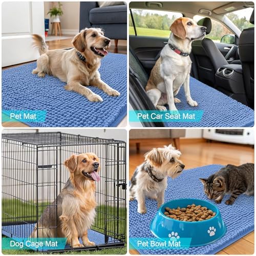 OLANLY Dog Door Mat for Muddy Paws 30x20, Super Absorbent Chenille Mud Mat
