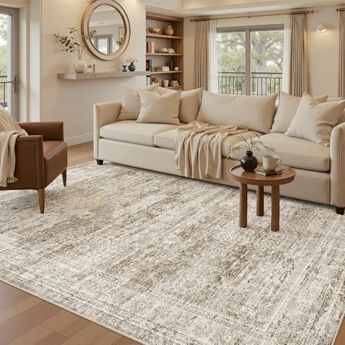 Soalmost 6x9 Area Rug for Living Room Washable Rugs Non-Slip Brown