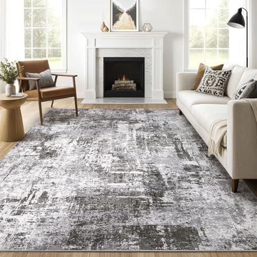 LOONGRUG 7x10 Area Rug Washable Large Neutral Modern Living Room Rugs