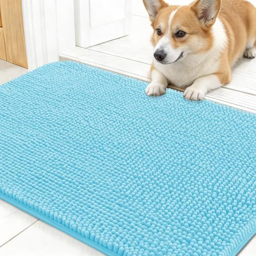 OLANLY Dog Door Mat for Muddy Paws 24x16, Super Absorbent Chenille Mud Mat