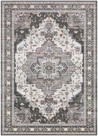 BEIMO Area Rugs 6x9 for Living Room Bedroom, Modern Modern Vintage Boho Washable Large Rug Soft Rug, Low Pile Floor Carpet with Non Slip Backing for Dining Room,Dark Grey