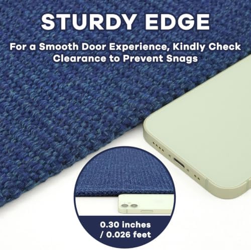 EARTHALL Washable Runner Rug, Non Slip Kitchen Rug, 2x7 Ft, Heathered Blue
