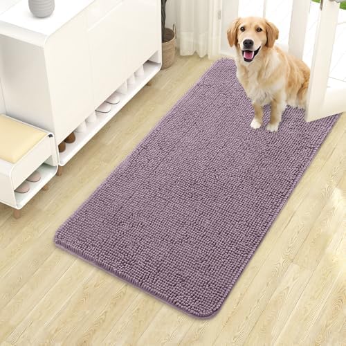 OLANLY Dog Door Mat for Muddy Paws 40x24, Super Absorbent Chenille Mud Mat