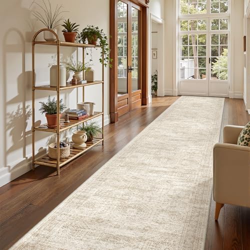 2'6 x 14' Runner Rug Non Slip,Washable Kitchen Rugs,Beige