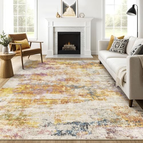LOONGRUG 7x10 Area Rug Washable Large Neutral Modern Living Room Rugs