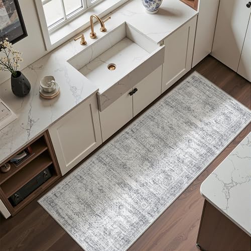 2x5 Rug Runners for Hallways Non Slip,Kitchen Rugs,Grey