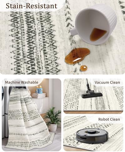 Miukiki 8x10 Area Rug for Living Room, Washable Soft Non Slip Rug Grey