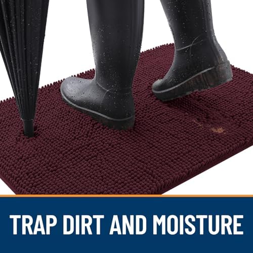 OLANLY Dog Door Mat for Muddy Paws 30x17, Super Absorbent Chenille Mud Mat