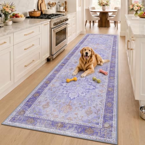 RELEANY Washable Area Rug, Runner 3'x9', Purple