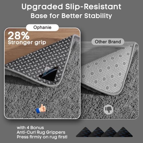Ophanie 8x10 Area Rugs for Living Room,Upgrade Non-Slip Fluffy Soft Large Shag Bedroom Carpet, Grey Big Indoor Thick Rug,Gray Carpets for Boy and Girls Room Decor with Over 99 pcs Pile fibers