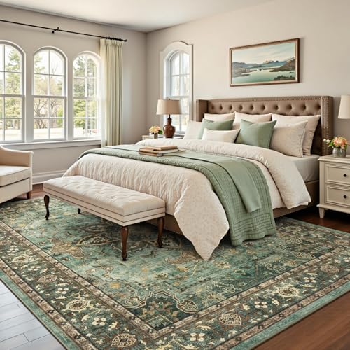 Lofus 6x9 Green Area Rugs for Bedroom Living Room, Vintage Boho Carpet