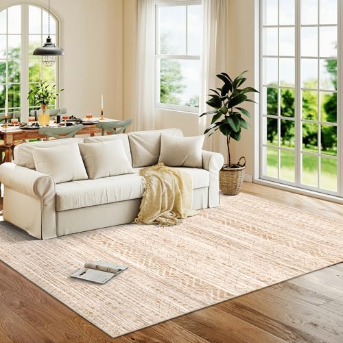 Miukiki 6x9 Area Rug Washable Non Slip Rug for Living Room Beige
