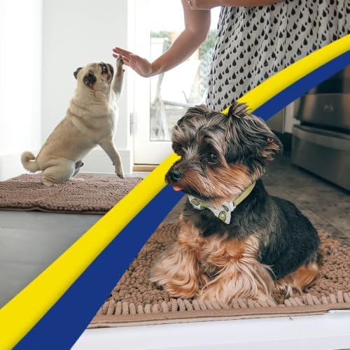 Muddy Mat® | Super Water Absorbent Door Mat Indoor, Microfiber Quick Dry Chenille Entryway Rug, Slip Resistant Front Door Mat, Indoor Mats for Entryway, Machine Washable Pet Rug, Tan 3ft x 4ft
