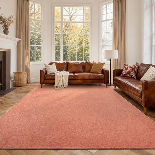7x10 Large Orange/White Area Rug Non-Slip Washable for Living Room Bedroom