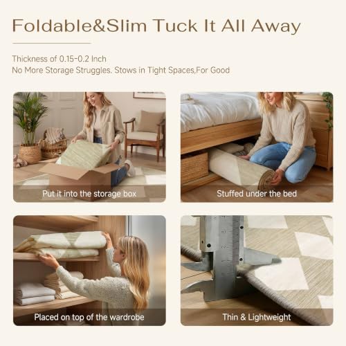 PureCozy 2'6x8 Washable Runner Rug Kitchen Beige Non Slip Checkered Carpet