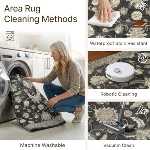 9x12 Area Rugs Washable Large Vintage Rug for Living Room Bedroom