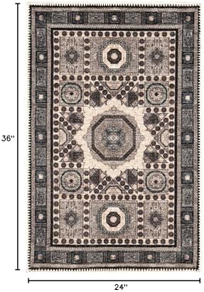 Keen Home Design Vintage Washable Entryway Rug, Non-Slip Low Pile, 2x3