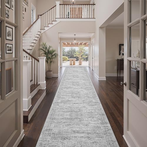 3x18 Runner Rug Non Slip,Washable Hallway Runner Rug,Grey