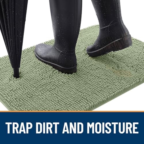 OLANLY Dog Door Mat for Muddy Paws 48x30, Super Absorbent Chenille Mud Mat