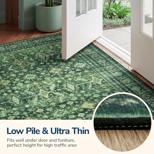 Lessymo 2 x 10 Washable Long Runner Rugs,Soft for Entryway Hallway Green