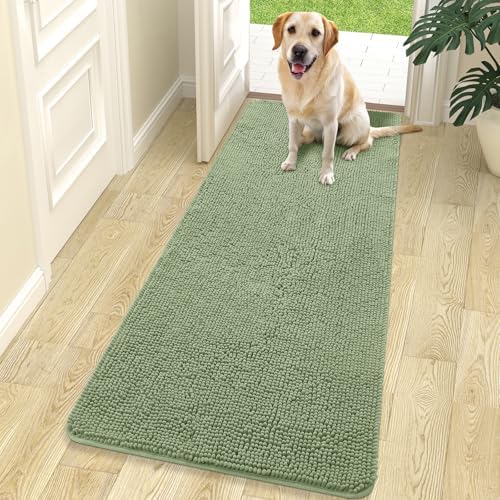 OLANLY Dog Door Mat for Muddy Paws 70x24, Super Absorbent Chenille Mud Mat