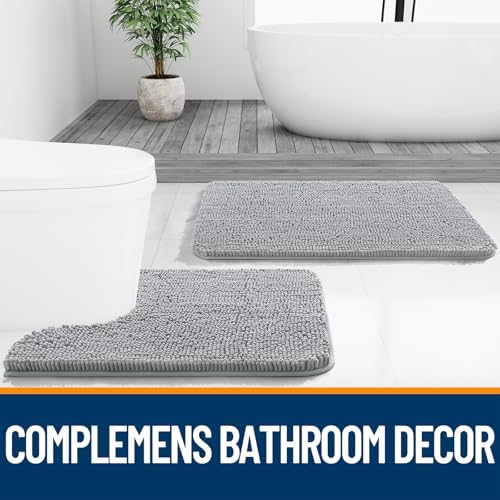 OLANLY Large Bathroom Rugs 44x32, Extra Soft Absorbent Chenille Bath Rugs