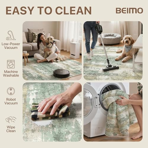 BEIMO Green 2'6"x6 Runner Rug for Hallway, Washable Abstract Reversible Rug