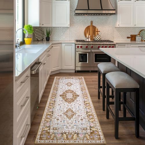 Amearea Vintage Design Runner Rugs for Living Room, 2x6 Gold Runner Rug