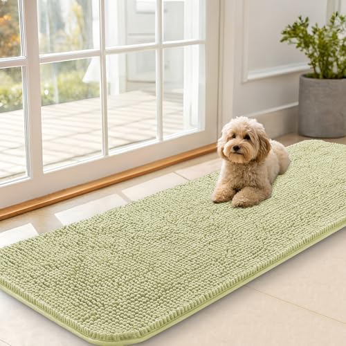 OLANLY Dog Door Mat for Muddy Paws 59x20, Super Absorbent Chenille Mud Mat