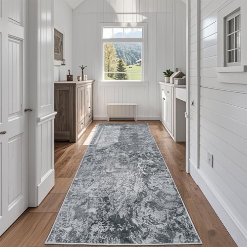Aelenmu Runner Rugs for Hallways Kitchen 2.6x8 Non Slip Washable Black