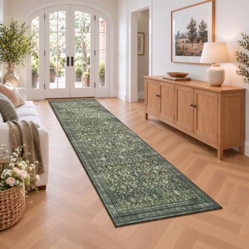 Lessymo Washable 2 x 8 Long Runner Rugs,Soft for Entryway Hallway Green