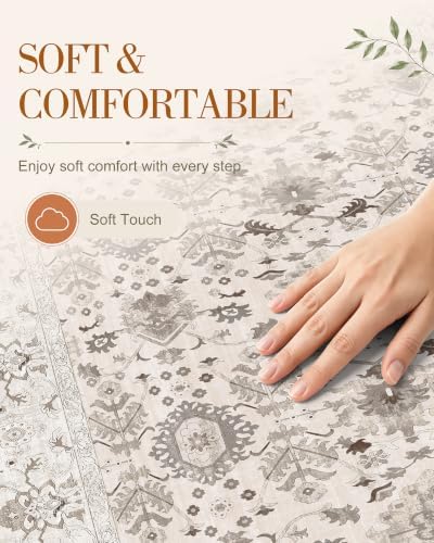 OLANLY 8x10 Washable Area Rug, Soft Non Slip Carpet for Bedroom Living Room