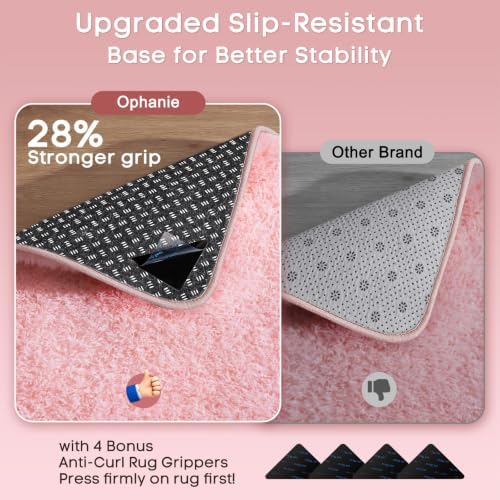 Ophanie Pink Area Rugs for Bedroom Girls, 6x9 Kids Fluffy Fuzzy Furry Shag Carpet, Plush Soft Cute Baby Shaggy Bedside Indoor Floor Rug for Teen Dorm Decor, Nursery with Over 99 pcs Pile fibers