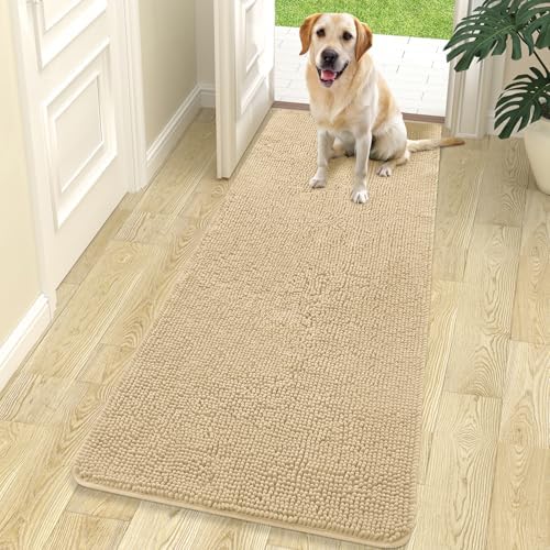 OLANLY Dog Door Mat for Muddy Paws 70x24, Super Absorbent Chenille Mud Mat
