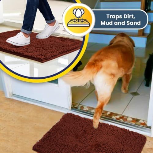 Muddy Mat® | Super Water Absorbent Door Mat Indoor, Microfiber Quick Dry Chenille Entryway Rug, Slip Resistant Front Door Mat, Indoor Mats for Entryway, Machine Washable Pet Rug, Terracotta 2ft x 4ft