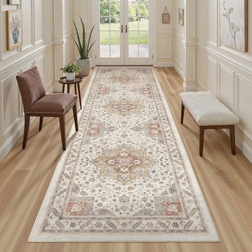 cotiled 3x10 Hallway Runner Rug for Entryway, Non-Slip Vintage, Golden Taupe