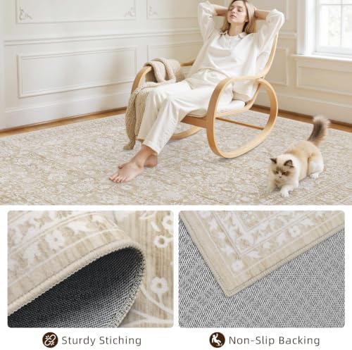 10x14 Area Rugs Living Room: Bedroom Washable Carpet Natural Beige