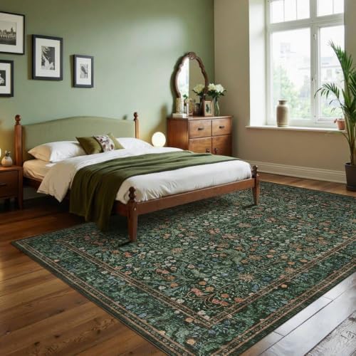 Rugxara Green Floral 6x9 Area Rugs Washable Rug for Living Room Bedroom