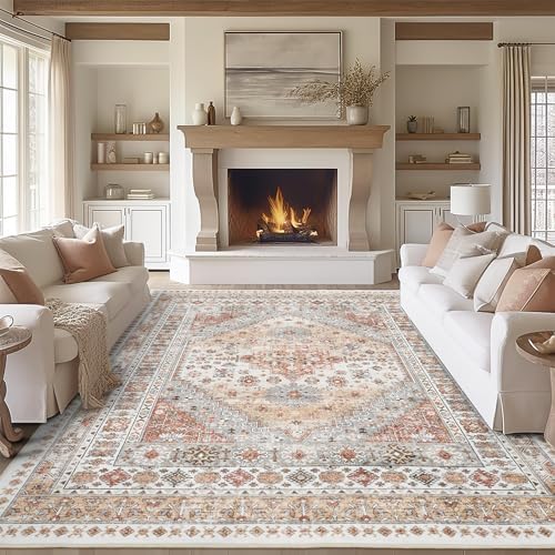 zesthome 9x12 Area Rugs for Living Room,Large Washable Rug,Orange