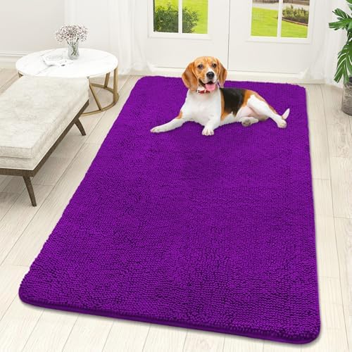 OLANLY Dog Door Mat for Muddy Paws 59x32, Super Absorbent Chenille Mud Mat