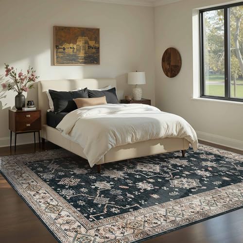 Rugxara Black Area Rugs 5x7 Washable Rug for Living Room Bedroom