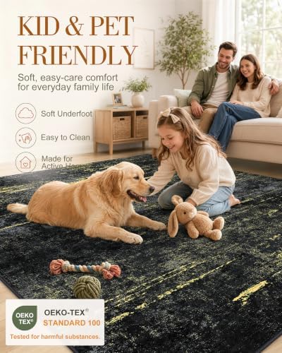 OLANLY 4x6 Washable Area Rug, Soft Non Slip Carpet for Bedroom Living Room