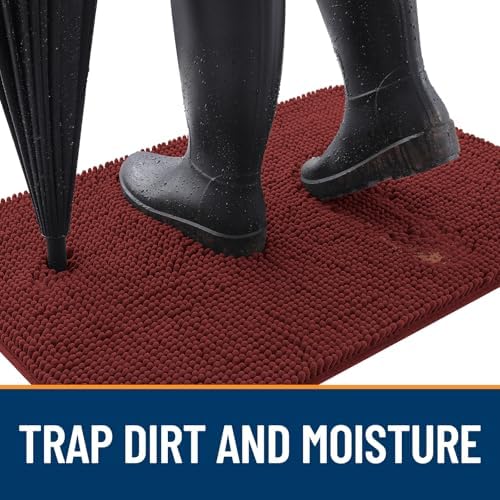 OLANLY Dog Door Mat for Muddy Paws 47x17, Super Absorbent Chenille Mud Mat