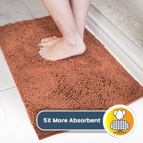 Muddy Mat® | Super Water Absorbent Door Mat Indoor, Microfiber Quick Dry Chenille Entryway Rug, Slip Resistant Front Door Mat, Indoor Mats for Entryway, Machine Washable Pet Rug, Peach 48" x 60"