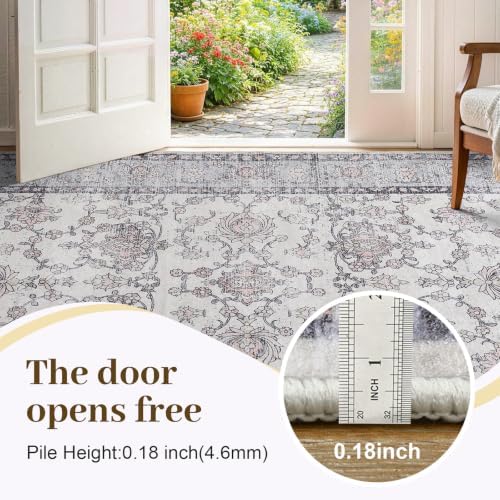 6x9 Washable Non-Slip Area Rug for Living Room(Gray Purple)