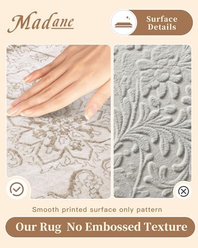 Madane Runner Rug 2x8 for Hallway, Kitchen Non-Slip Runner Rug Brown/Ivory