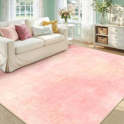 RELEANY Washable 6'x9' Abstract Area Rug for Living Room Light Pink