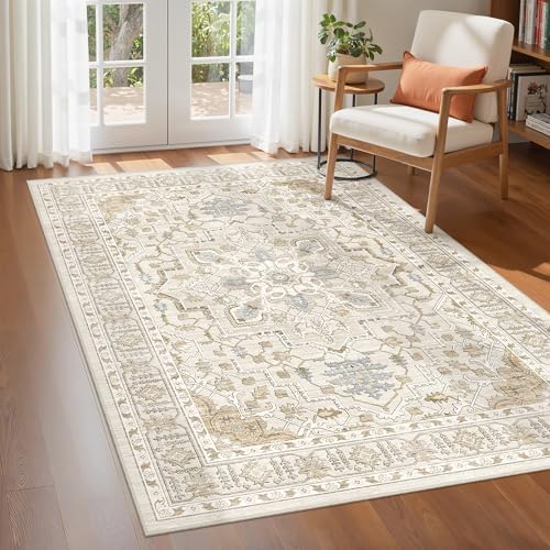 befbee 4x6 Washable Area Rug Non Slip Rug for Living Room Beige